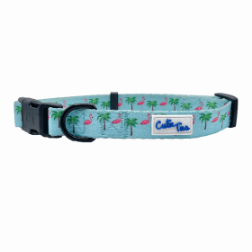 Cutie Ties Fun Design Dog Collar (Color: Flamingo Miami Vice, size: small)