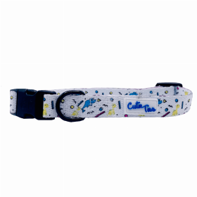 Cutie Ties Fun Design Dog Collar (Color: Dino Doggy White, size: large)