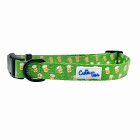 Cutie Ties Fun Design Dog Collar (Color: Green Beer, size: small)