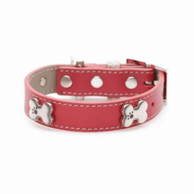 Bones Bling Dog Collar (Red, Pink) (Color: Red, size: medium)