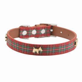 Highland Tartan Dog Collar (Red, Blue) (Color: Red, size: small)