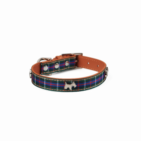 Highland Tartan Dog Collar (Red, Blue) (Color: Blue, size: small)