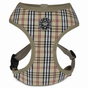 Brown Tartan Dog Harness (Color: brown, size: small)