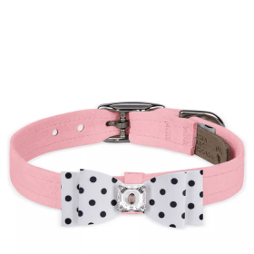 Susan Lanci Designs Black & White Polka Dot Big Bow Collar (Color: Puppy Pink/Black & White Polka Dot, size: small)