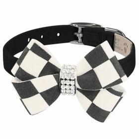 Susan Lanci Designs Windsor Check Nouveau Bow Collar (Color: Puppy Pink, size: medium)