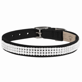 Susan Lanci Designs 3 Row Giltmore Crystals Collar (Color: Black, size: XS)