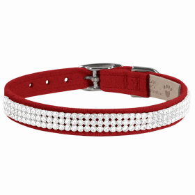 Susan Lanci Designs 3 Row Giltmore Crystals Collar (Color: Red, size: large)