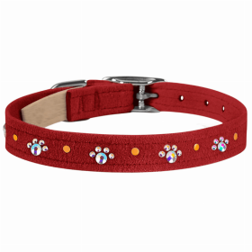 Susan Lanci Designs Crystal Paws Collar (Color: Red, size: large)