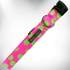 Polka Dot Dog - Neon Collars (Color: Green Dot on Pink, size: L 1" width fits 14-25" neck)