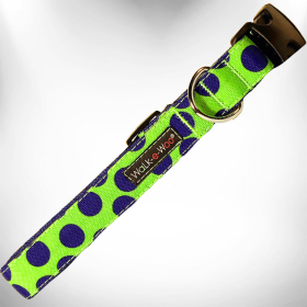 Polka Dot Dog - Neon Collars (Color: Blue Dot on Green, size: L 1" width fits 14-25" neck)