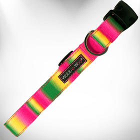 Tie Dye Dog Collars (Color: Pink/Green, size: L 1" width fits 14-25" neck)