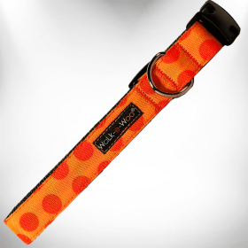 Polka Dot Dog - Monotone Collars (Color: Orange, size: S 3/4" width fits 10-14" neck)