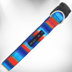 Tie Dye Dog Collars (Color: Blue/Orange, size: S 3/4" width fits 10-14" neck)