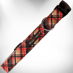 Plaid Dog Collars (Color: Gatsby, size: S 3/4" width fits 10-14" neck)