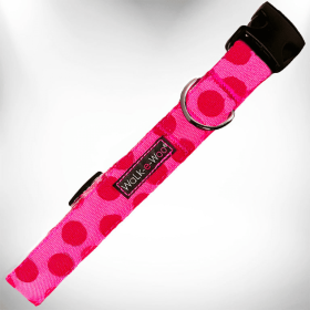 Polka Dot Dog - Monotone Collars (Color: pink, size: XS 5/8" width fits 8-12" neck)