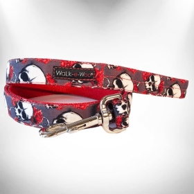 Tattoo Dog Leads (Color: Skulls n' Roses, size: REGULAR Lead 1" width- 5' length)