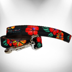 Nature-Lover Leads (Color: Flowers on Black, size: REGULAR Lead 1" width- 5' length)