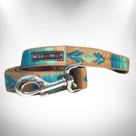 Dog Leash (Color: Tribal Teal, size: REGULAR 1" width- 5' long)