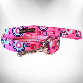 Martini Dog Leads (Color: pink, size: REGULAR Lead 1" width- 5' length)