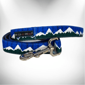 Mountain Dog Leads (Color: Blue/Green Snowcap Mtn, size: REGULAR Lead 1" width- 5' length)