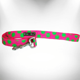 Polka Dot Dog - Neon Leads (Color: Green Dot on Pink, size: REGULAR Lead 1" width- 5' length)