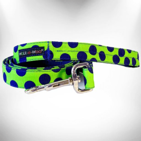 Polka Dot Dog - Neon Leads (Color: Blue Dot on Green, size: REGULAR Lead 1" width- 5' length)