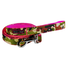 Camo Dog Leads (Color: Hot Pink Camo, size: REGULAR Lead 1" width- 5' length)