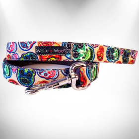 Tattoo Dog Leads (Color: Day of the Dead, size: REGULAR Lead 1" width- 5' length)