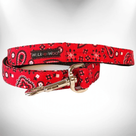 Bandana Dog Leads (Color: Red, size: THIN Lead 5/8" width- 5' length)