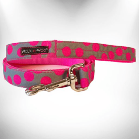 Polka Dot Dog - Neon Leads (Color: Pink Dot on Grey, size: THIN Lead 5/8" width- 5' length)