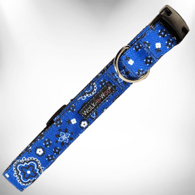 Bandana Dog Collars (Color: Blue, size: M 1" width fits 12-18" neck)