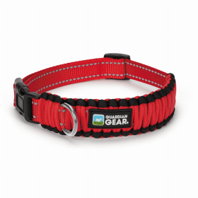 GG Reflective Paracord Collar (Color: Red, size: medium)