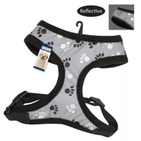 Casual Canine Reflective Pawprint Harnesses (Color: Black, size: small)