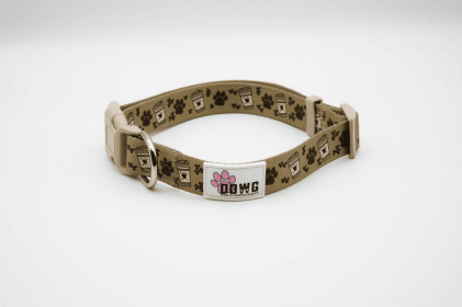 The Dowg Dog Collar (Color: Caffeine and Canines, size: Small/Medium)