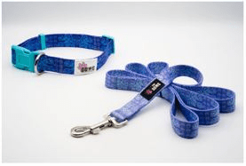 Dog Collar And Leash Set (Color: Paws and Petals, size: Medium/Large)