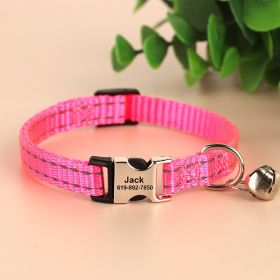 Engraved Anti Slip Reflective Cat Neck Collar (Color: pink)