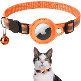 Reflective AirTag Dog Collar;  Padded Apple Air Tag Dog Collar;  Heavy Duty Dog Collar (Color: Orange)