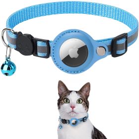 Reflective AirTag Dog Collar;  Padded Apple Air Tag Dog Collar;  Heavy Duty Dog Collar (Color: Blue)