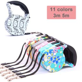 3m 5m Retractable Dog Leash 11 Colors Fashion Printed Puppy Auto Traction Rope Nylon Walking Leash for Small Dogs Cats Pet Leads (Color: color 6, size: 5m)