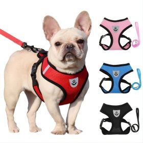 Reflective Pet Harness And Leash Set For Dog & Cat; Adjustable No Pull Dog Harness With Soft Mesh (Color: Blue, size: M)