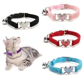 Pet Collar Adjustable Soft Collar With Bell For Dogs Kitten Cats (Color: Black, size: one-size)