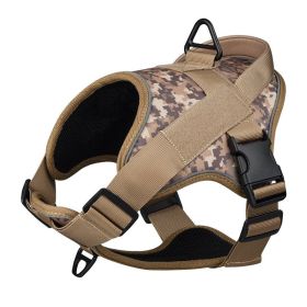 Dog Harness; large dog training tactical chest strap; K9 pet chest strap; vest type reflective dog rope; explosion-proof impulse traction (Specification (L * W): M, colour: Red camouflage)