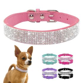 Dog Collar Crystal Glitter Rhinestone Pet Collars Zinc Alloy Buckle Collar For Small Medium Dogs Cats Chihuahua Pug Dog Collar (Color: brown, size: S)