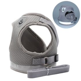 dog Harnesses and dog leash set; Pet Chest Strap Vest Dog Towing Rope Reflective Breathable Dog Rope Pet Supplies Wholesale (Specification (L * W): L, colour: silver grey)