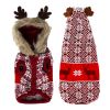 Pet Clothes Thickened Fur Collar Hat Christmas Antlers Snowflake Warm Pet Clothes