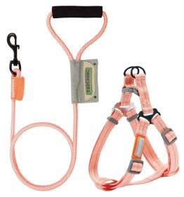 Touchdog 'Macaron' 2-in-1 Durable Nylon Dog Harness and Leash (Color: pink, size: medium)