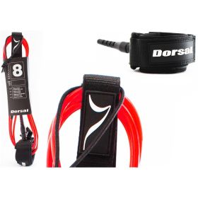 DORSAL Premium Surfboard 6 7 8 9 10 FT Surf Leash - Red (Color: Red, size: 7 FT FCS Style)