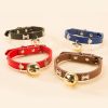 Leather Pet Collars Pet paw print bone alloy bell collar dog collar Best Santa Xmas Gifts cat collar