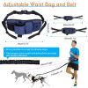 Hands Free Dog Leash with Waist Bag for Walking Small Medium Large Dogs;  Reflective Bungee Leash with Car Seatbelt Buckle and Dual Padded Handles;  A