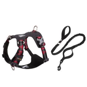 Large Pet Walking Dog Traction Rope Chest Strap (Option: Black red-XL)